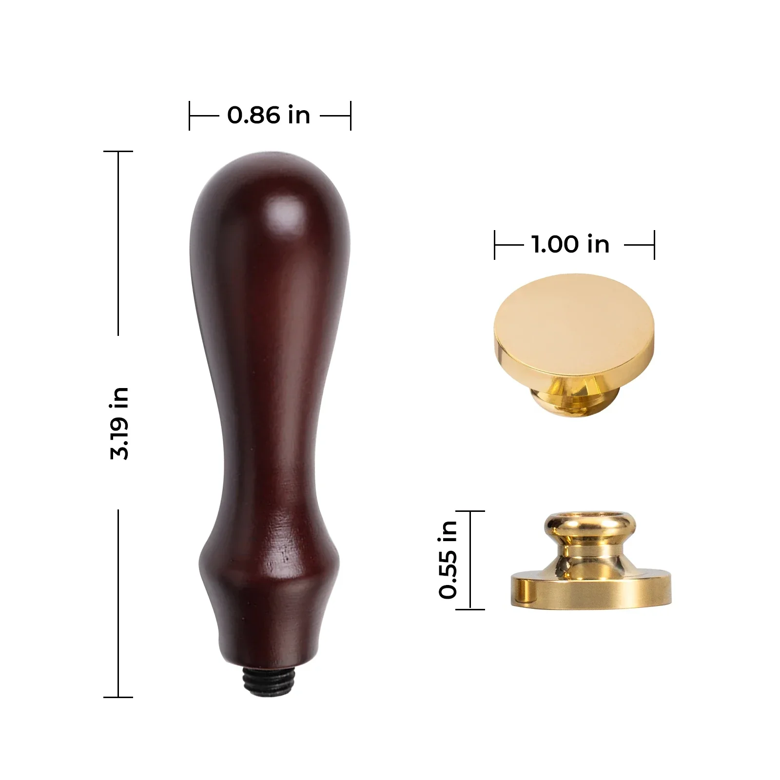 Wax seal stamp handle and brass head dimensions